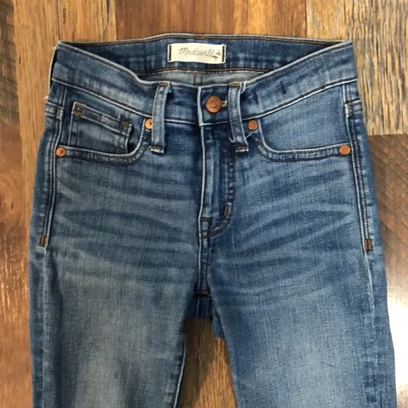 Madewell jeans Women’s 23 skinny crop 9" high rise blue denim jeans raw hem EUC - Picture 3 of 7